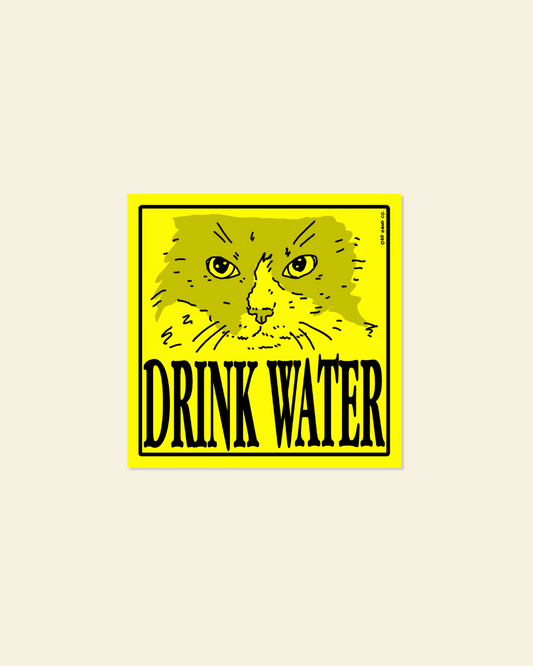 Drink Water Yellow Sticker