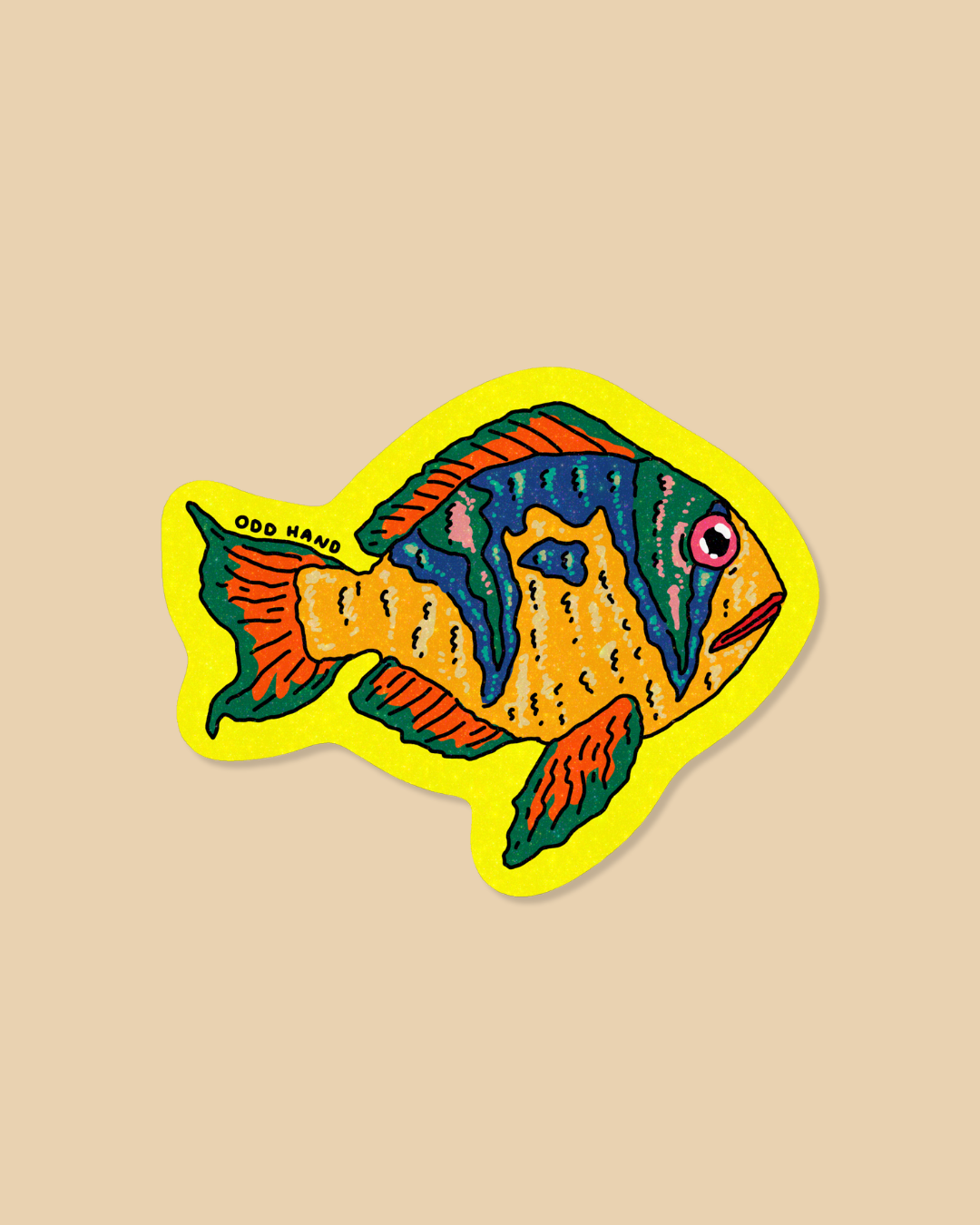 Rainbow Yellow Fish Sticker