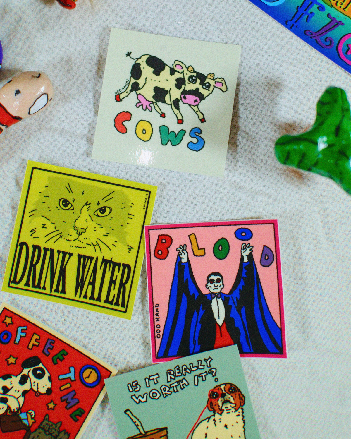 Drink Water Yellow Square Sticker