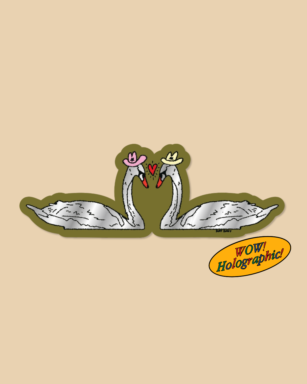 Cowboy Swan Mini Shiny Sticker (By Rat Baby)