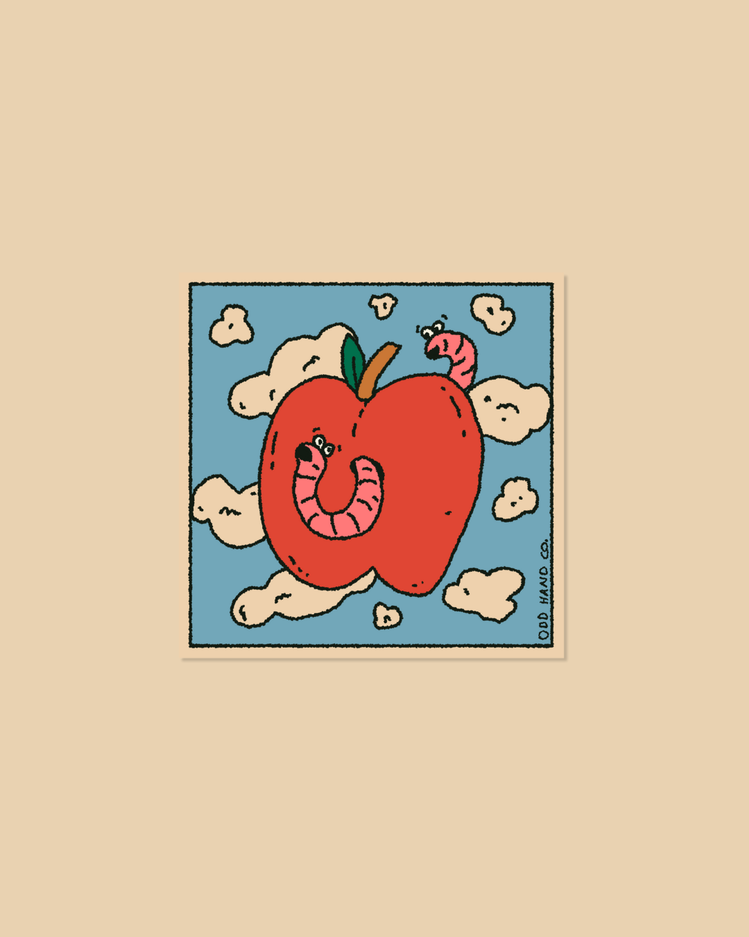 Worm Apple Sticker