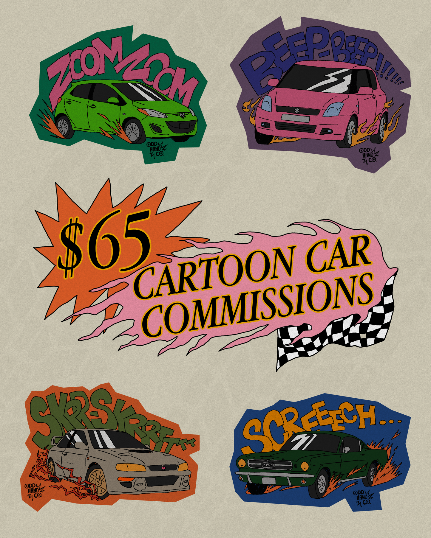 Custom Cartoon Car Portrait