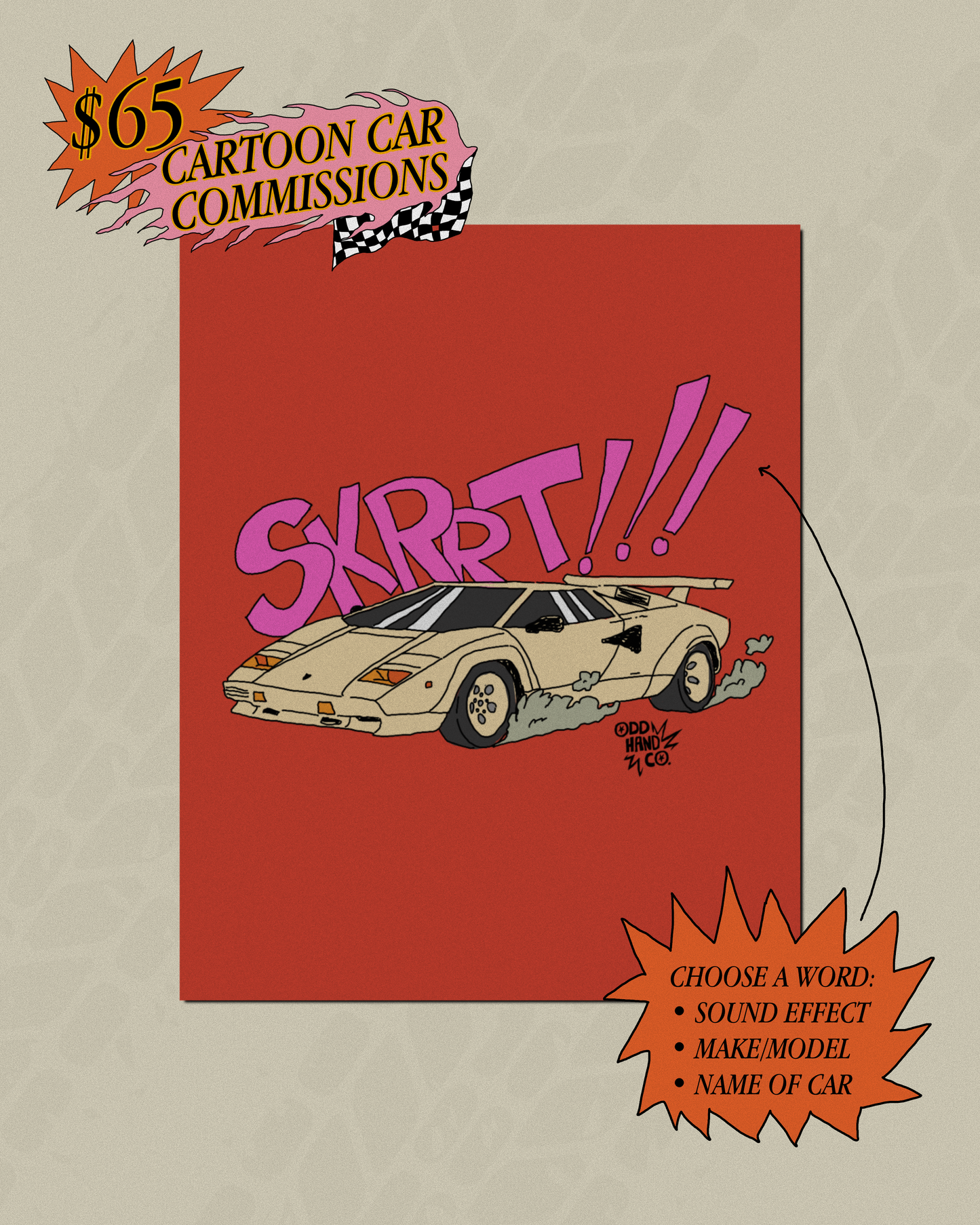 Custom Cartoon Car Portrait