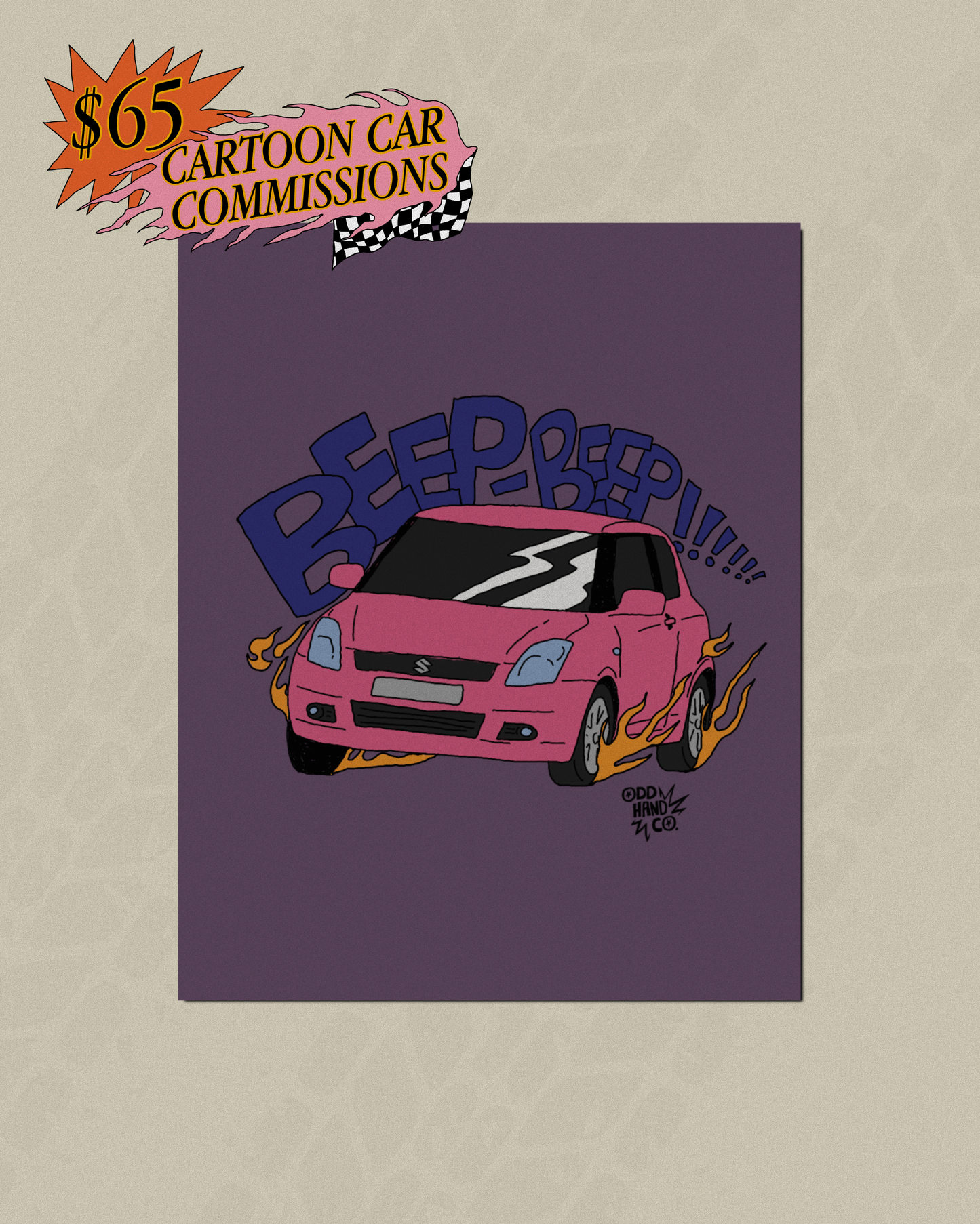 Custom Cartoon Car Portrait