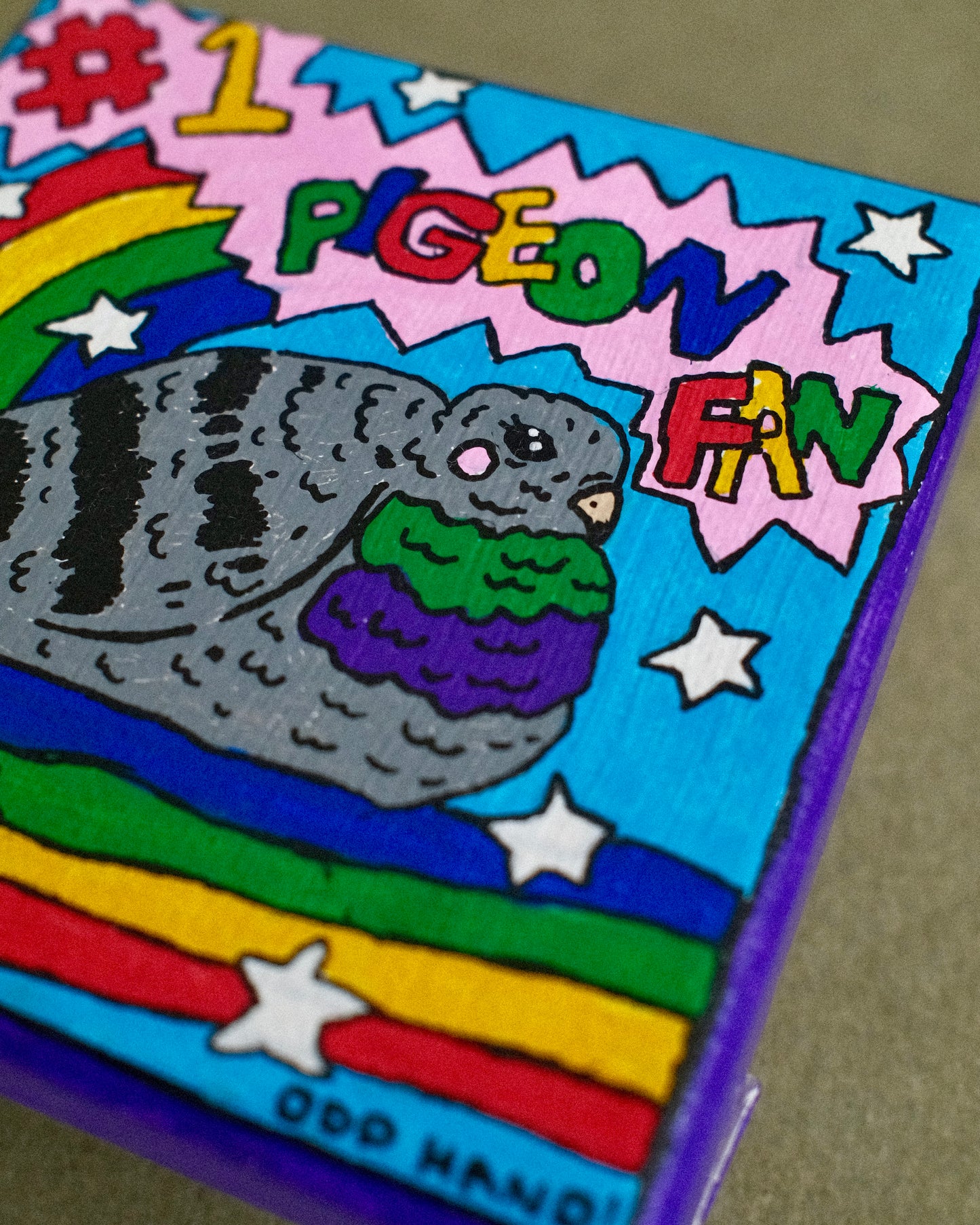 Pigeon Fan - Original Artwork - 10cm x 10cm