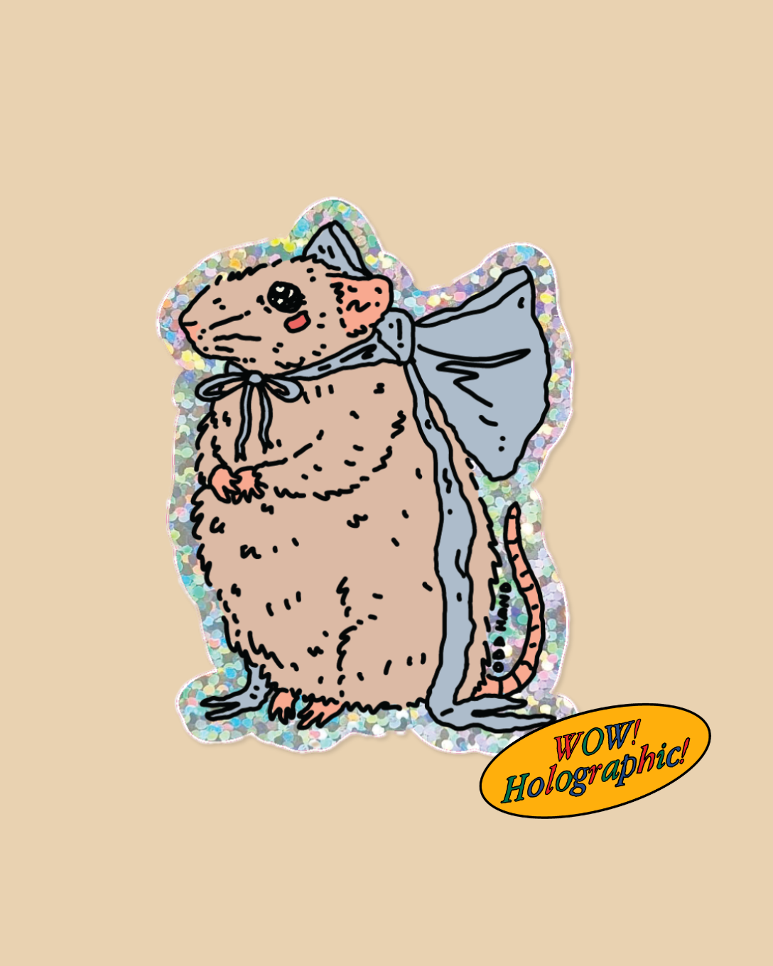 Bow Mouse Holographic Sticker