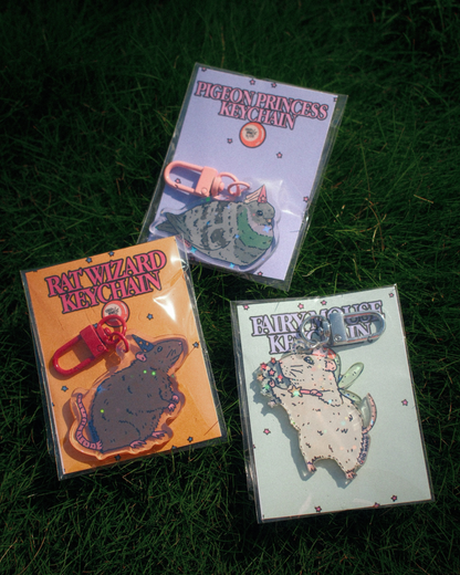 Pigeon Princess Keychain