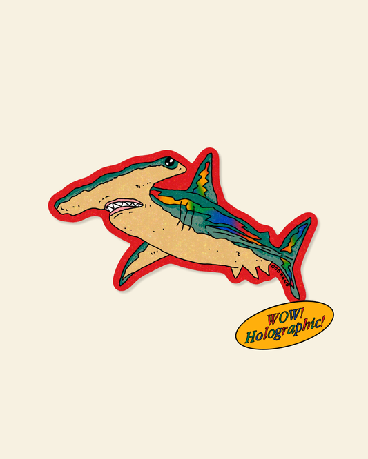 Rainbow Holographic Hammerhead Shark Sticker