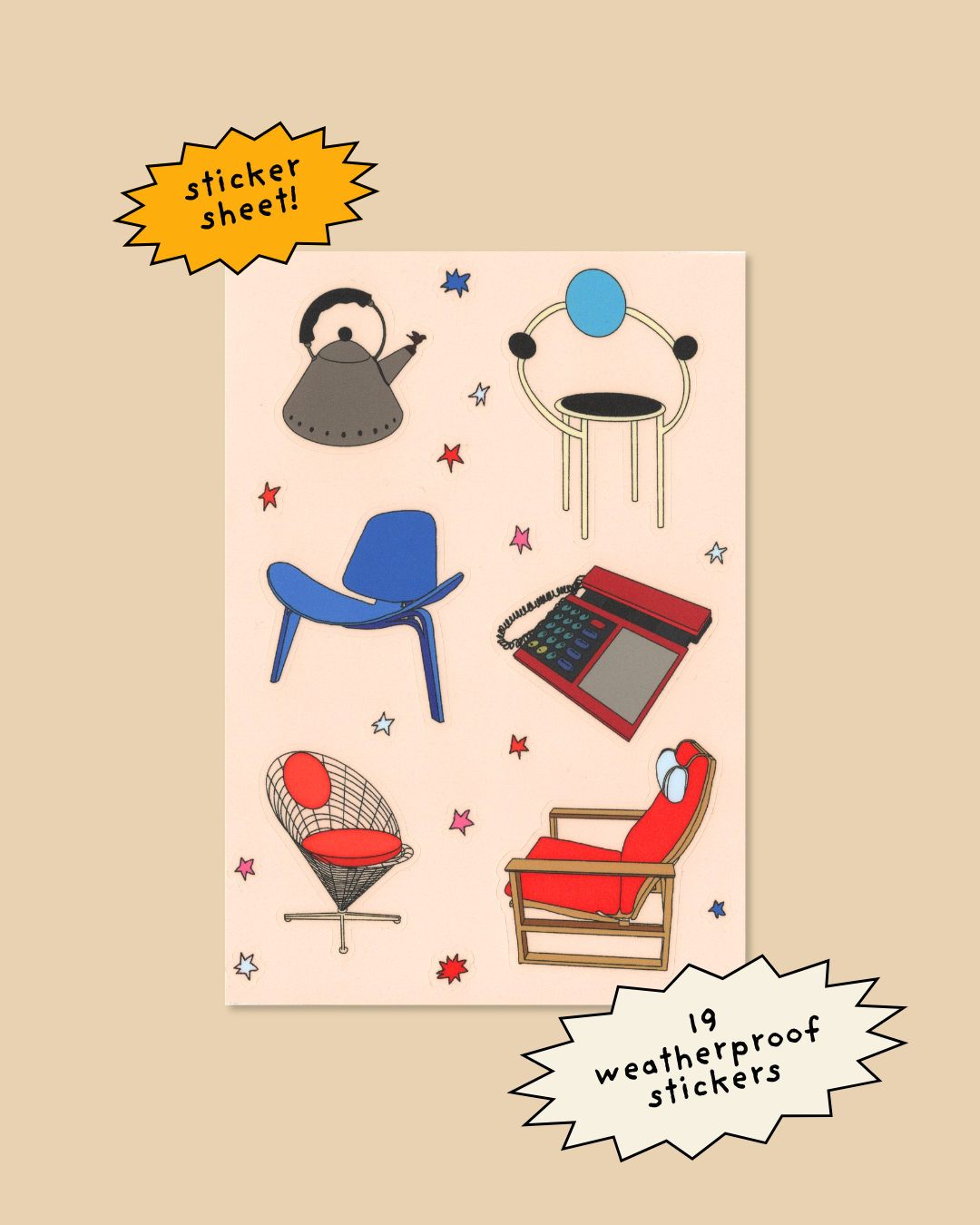 Danish Furniture Matte Sticker Sheet (By Rat Baby)