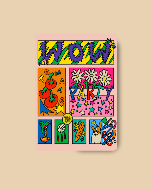 Wow, tomato, party Postcard