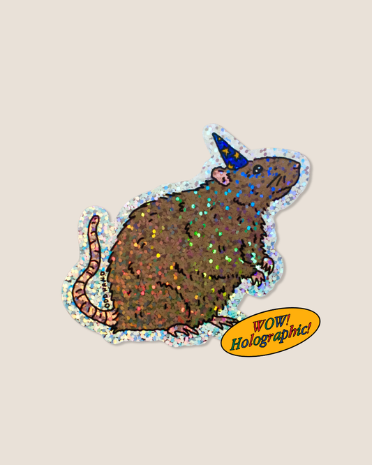 Rat Wizard Holographic Sticker