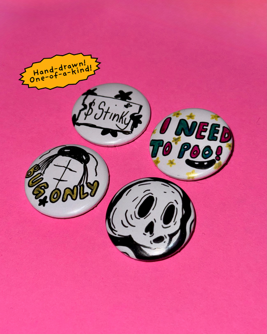 Stinky Hand Drawn Badge Set