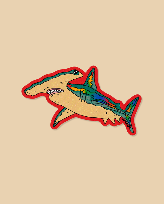 Rainbow Soft Sparkle Hammerhead Shark Sticker