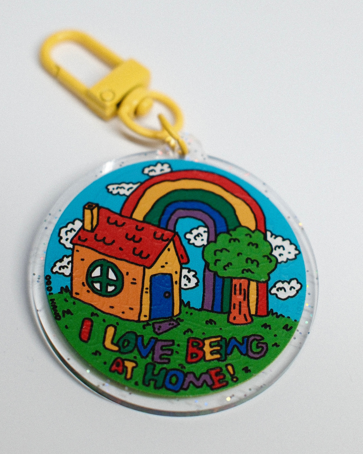 I Love Being At Home Glitter Keychain