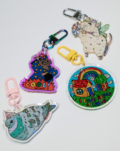 I Love Being At Home Glitter Keychain
