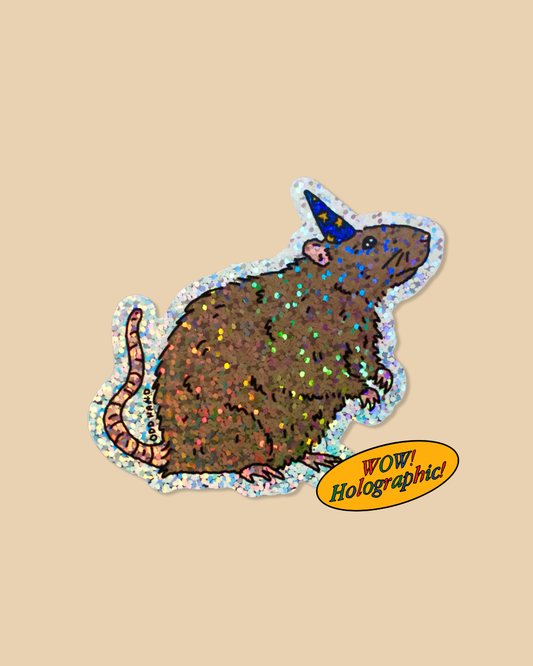 Rat Wizard Holographic Sticker