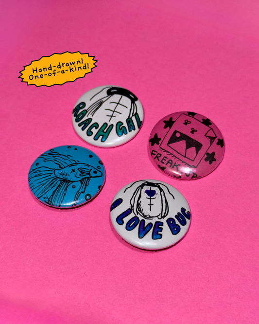 Roach Gal Hand Drawn Badge Set