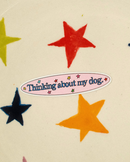 Thinking About My Dog Sticker (By Rat Baby)