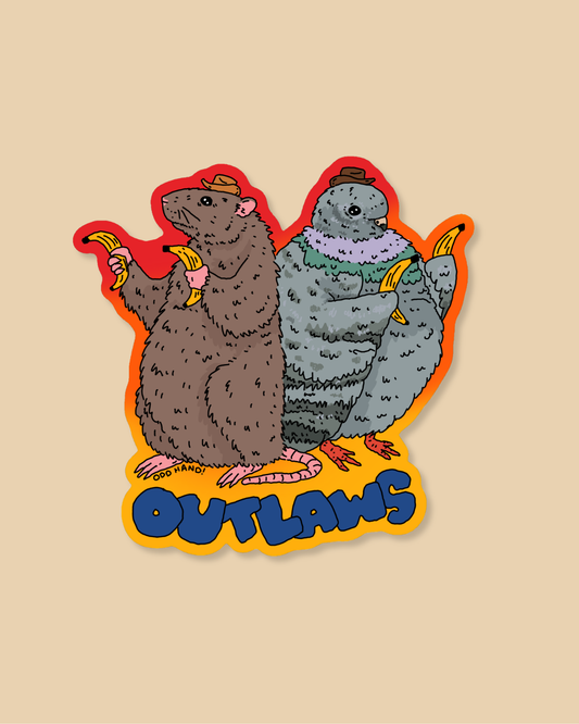 Cowboy Rat & Pigeon Outlaws Sticker