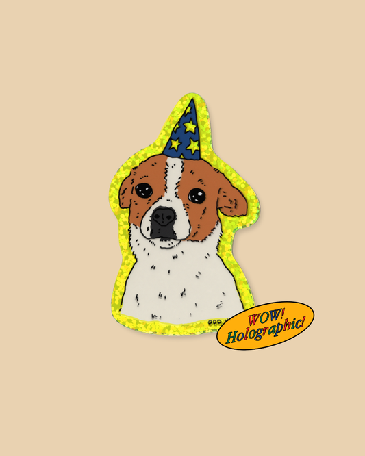 Wizard Puppy Holographic Sticker