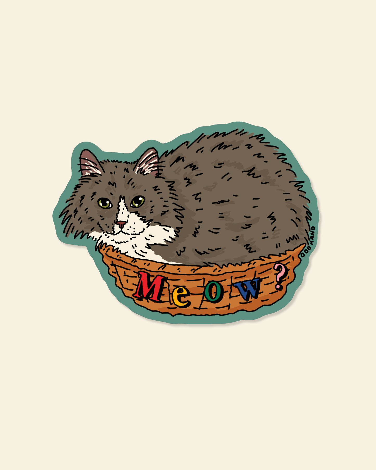 Basket Cat Sticker