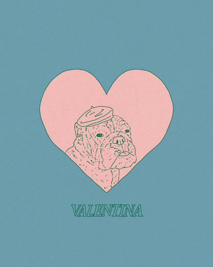 Custom Pet-In-A-Heart Portrait (Line Drawing Version)