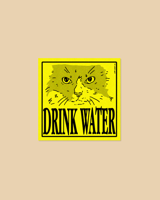 Drink Water Yellow Soft Sparkle Sticker