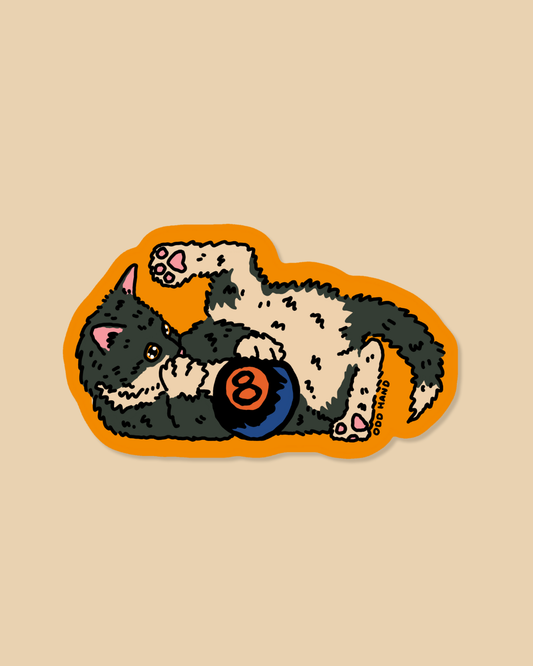 8 Ball Cat Sticker