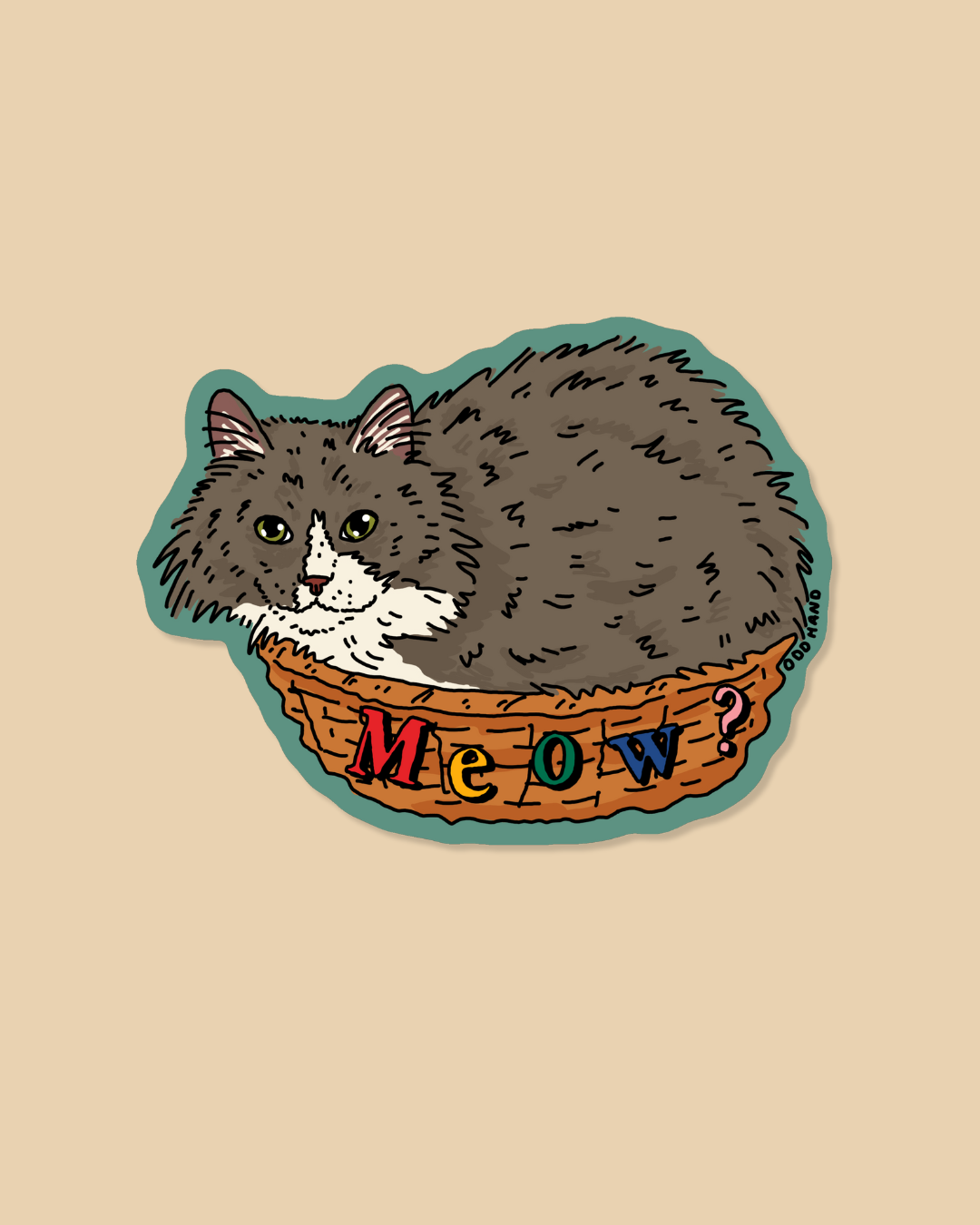 Basket Cat Sticker