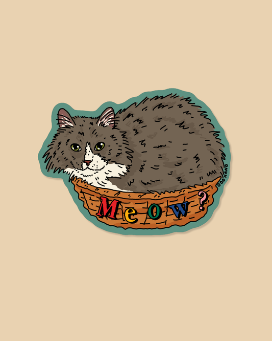 Basket Cat Sticker