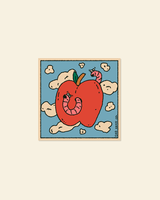 Worm Apple Sticker