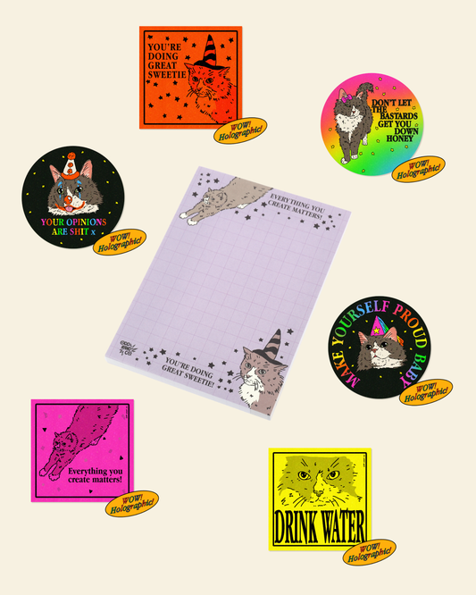 Mozart's Motivation Bundle (6 Stickers + Notepad)