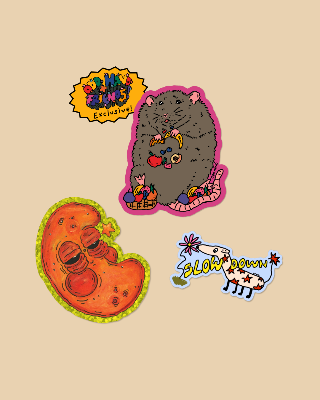 + Friends Sticker Pack (Odd Hand x Sketchy Creatures x Rat Baby)