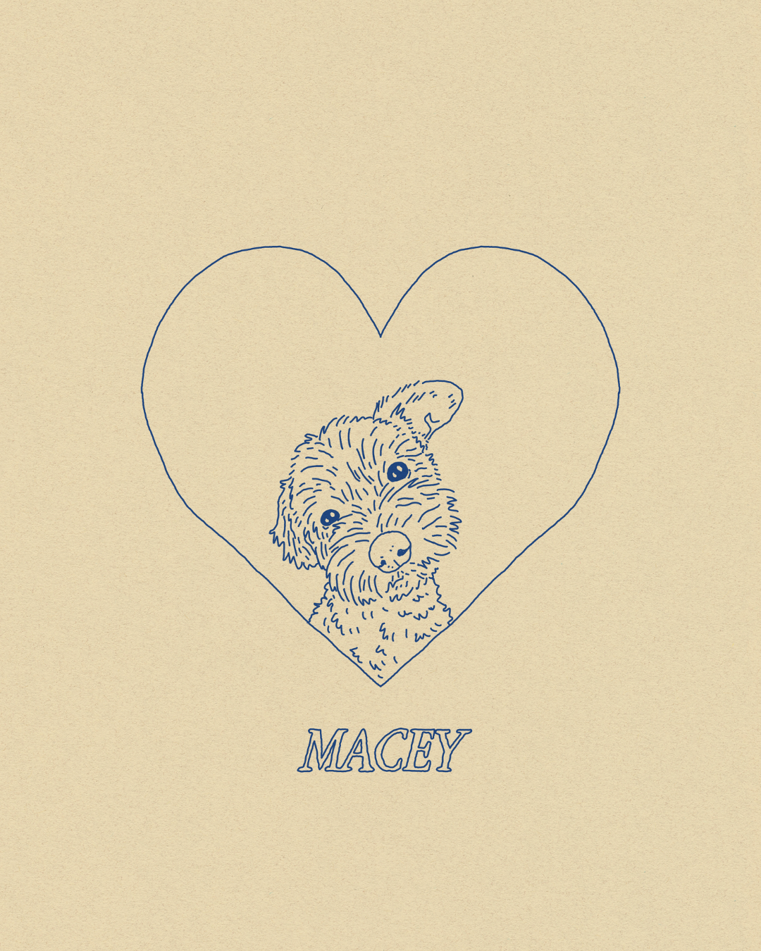 Custom Pet-In-A-Heart Portrait (Line Drawing Version)