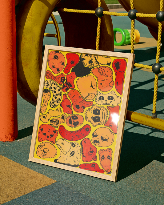 Freaky Creatures Yellow Print