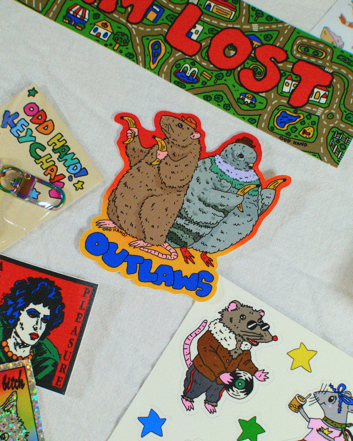 Cowboy Rat & Pigeon Outlaws Sticker