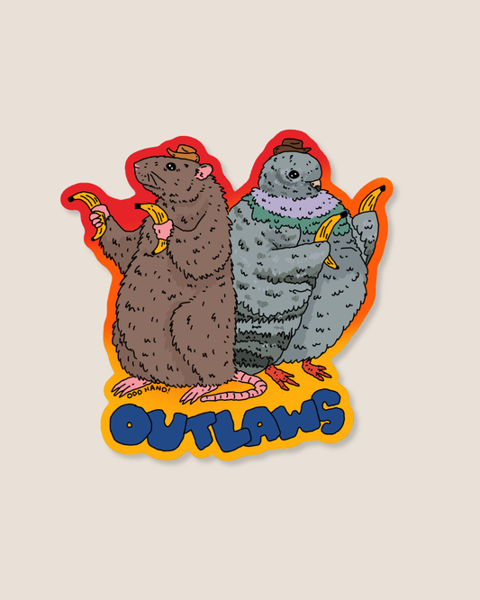 Cowboy Rat & Pigeon Outlaws Sticker