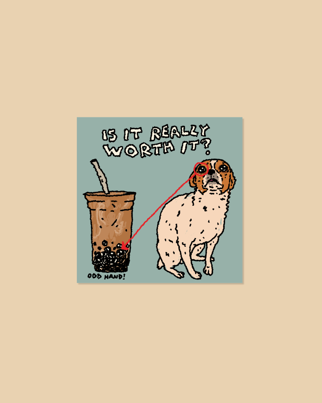 Boba Eye Dog Square Sticker