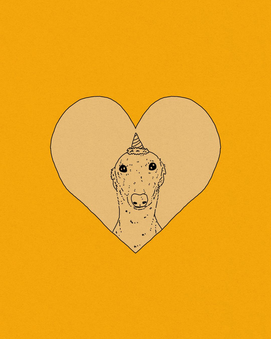 Custom Pet-In-A-Heart Portrait (Line Drawing Version)