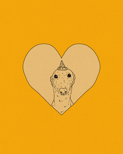 Custom Pet-In-A-Heart Portrait (Line Drawing Version)