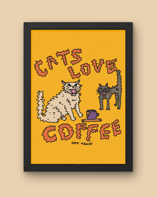 Cats Love Coffee Print