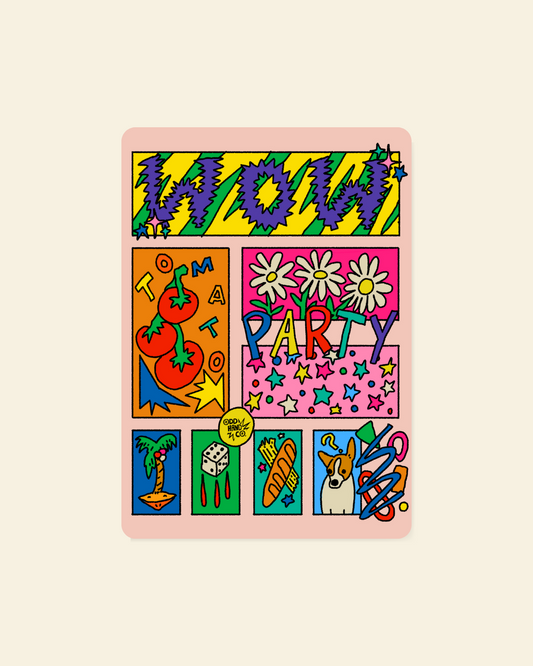 Wow, tomato, party Postcard
