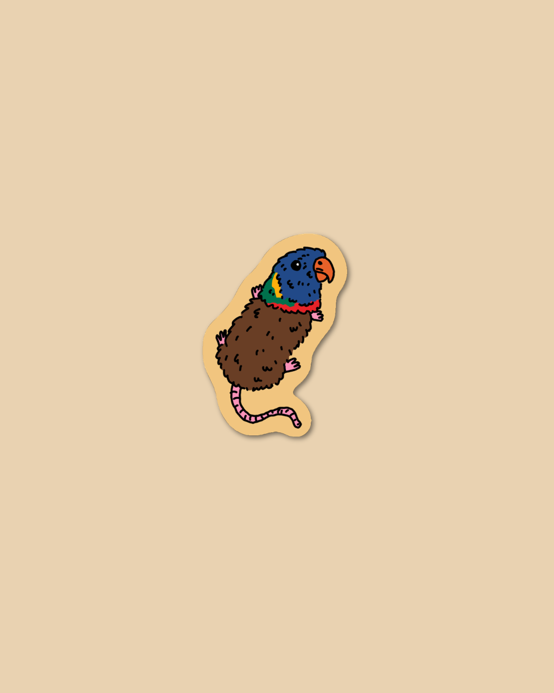 Rat Rainbow Lorikeet Mini Sticker