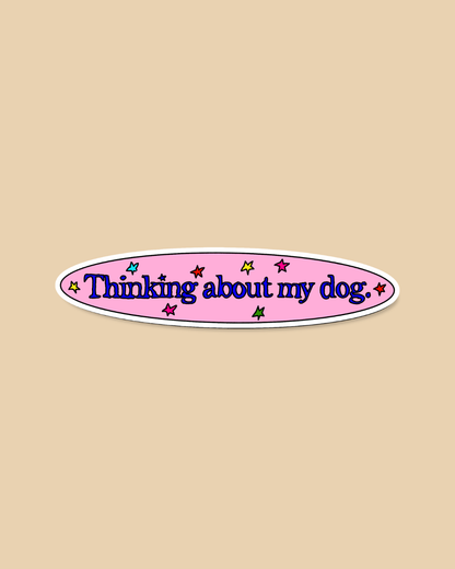 Thinking About My Dog Sticker (By Rat Baby)