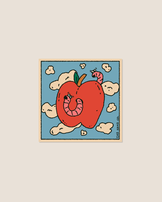 Worm Apple Square Sticker