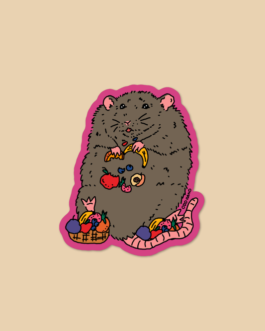 Chubby Fruit Rat Sticker