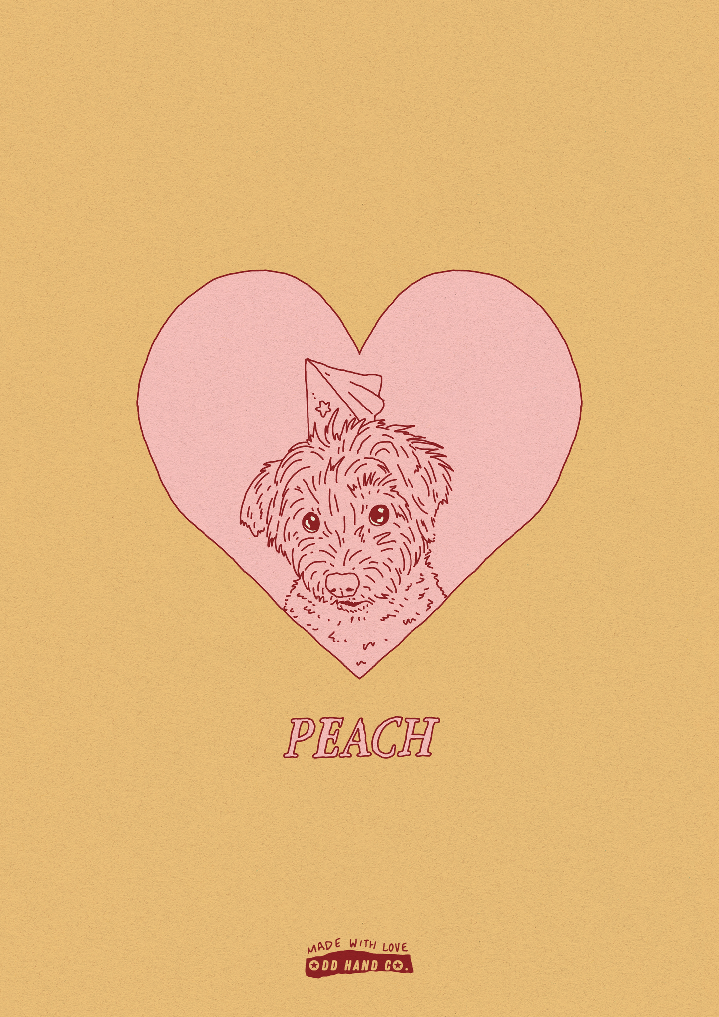 Custom Pet-In-A-Heart Portrait (Line Drawing Version)