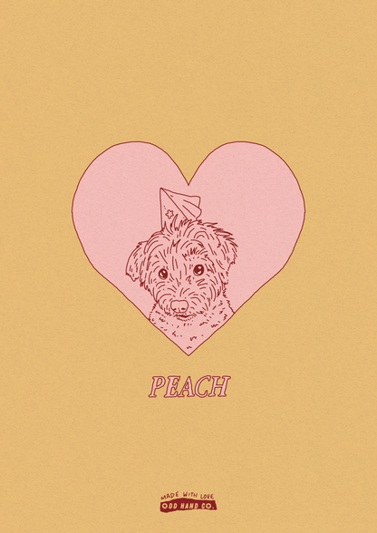 Custom Pet-In-A-Heart Portrait (Line Drawing Version)
