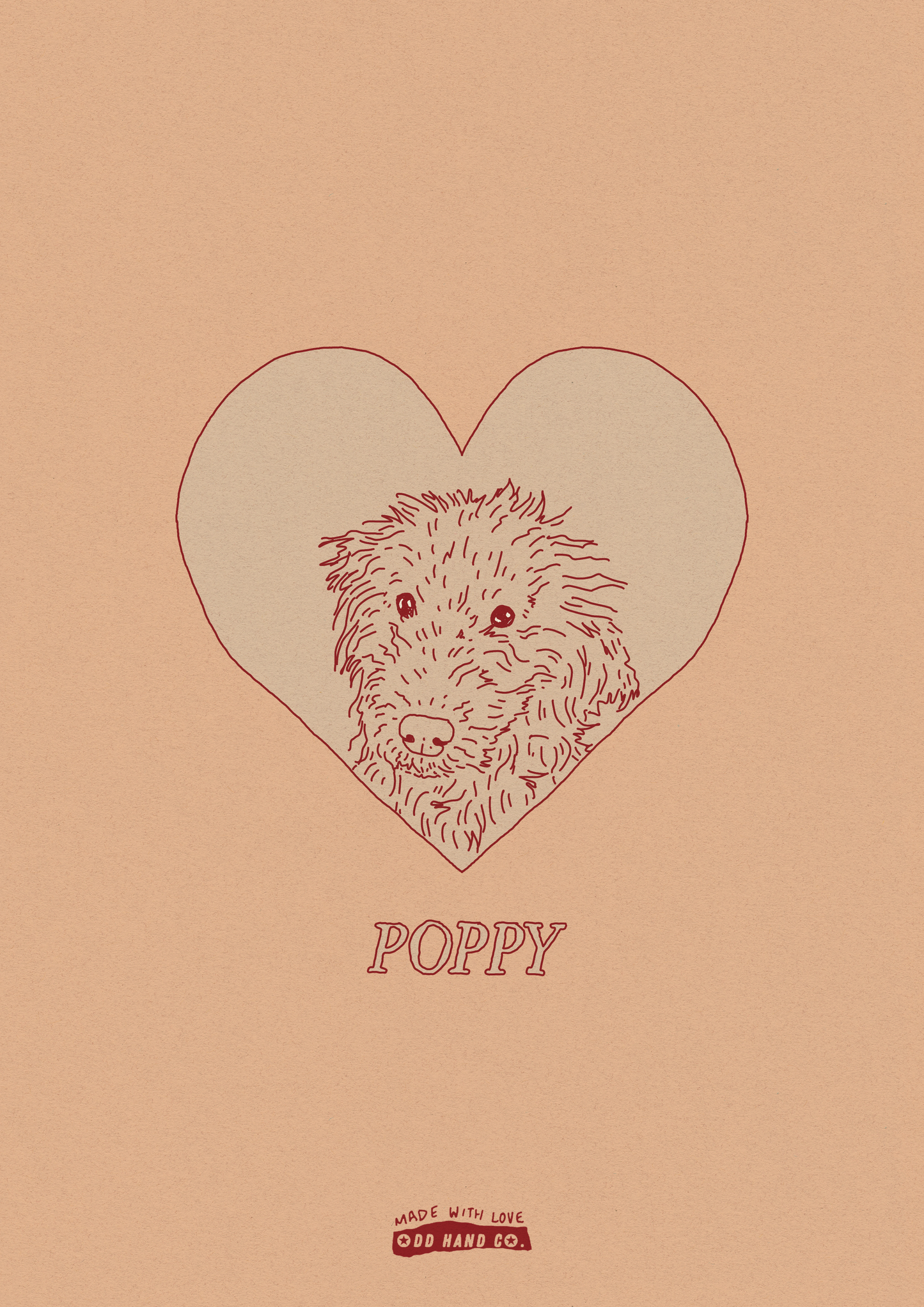 Custom Pet-In-A-Heart Portrait (Line Drawing Version)