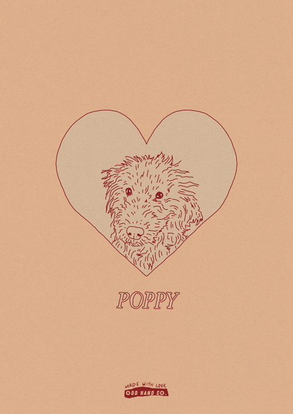 Custom Pet-In-A-Heart Portrait (Line Drawing Version)
